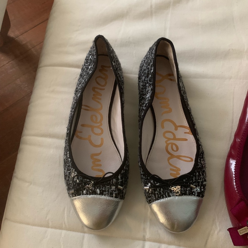 Sam Edelman silver and black flats